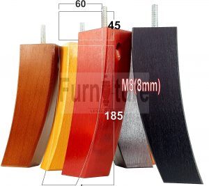 4x Solid Wood Curved Feet Furniture Sofa Legs 185mm High for Chairs, Settees M8