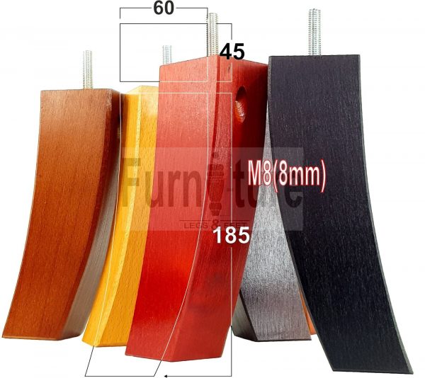 4x Solid Wood Curved Feet Furniture Sofa Legs 185mm High for Chairs, Settees M8