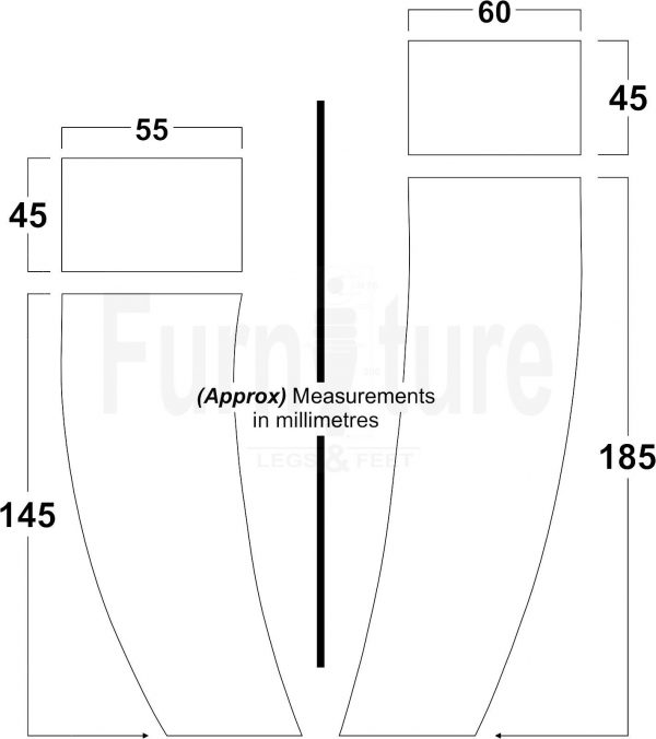 4x Solid Wood Curved Feet Furniture Sofa Legs 185mm High for Chairs, Settees M8 - Image 9