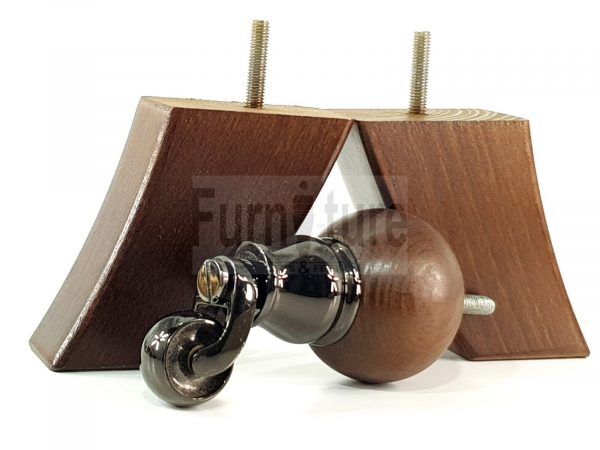 4x Solid Wood Furniture Chair Settee Leg M8 Sofa Feet 2x With Castors 118mm High - Image 5