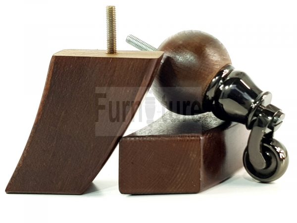 4x Solid Wood Furniture Chair Settee Leg M8 Sofa Feet 2x With Castors 118mm High - Image 9