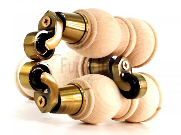 4x Solid Wood With Brass Castors Furniture Chair Legs M8 Sofa Settee Feet 205mm - Image 4