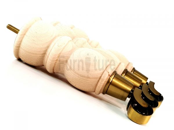 4x Solid Wood With Brass Castors Furniture Chair Legs M8 Sofa Settee Feet 205mm - Image 7