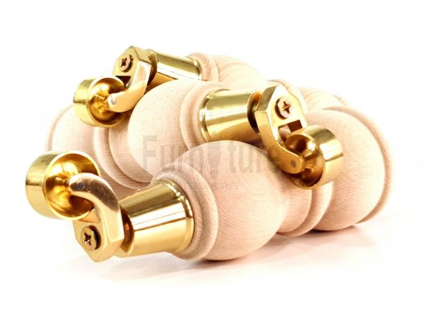 4x Solid Wood With Brass Castors Furniture Chair Legs M8 Sofa Settee Feet 205mm - Image 5