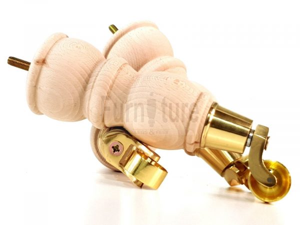 4x Solid Wood With Brass Castors Furniture Chair Legs M8 Sofa Settee Feet 205mm - Image 7