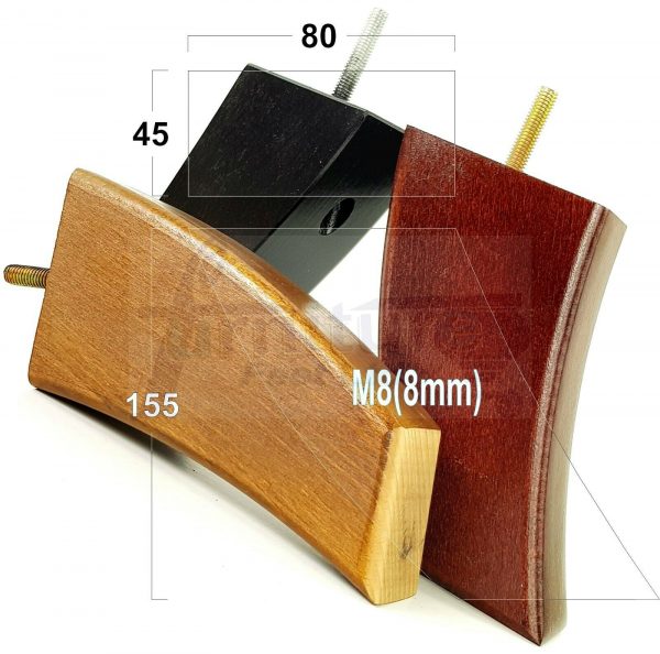 4x TAPERED WOOD SETTEE LEGS 155mm High SOFA REPLACEMENT FURNITURE FEET M8(8mm)