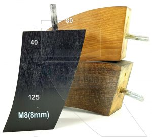 4x TAPERED WOODEN SOFA LEGS 125mm High CHAIR REPLACEMENT FURNITURE FEET M8(8mm)