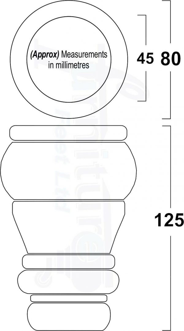 4x TURNED WOOD FURNITURE CHAIR LEGS 125mm High SOFA REPLACEMENT FEET (Pre-Drill) - Image 2