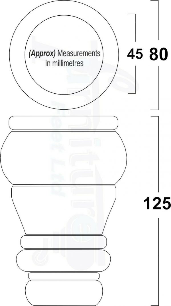 4x TURNED WOOD FURNITURE CHAIR LEGS M8(8mm) REPLACEMENT SETTEE FEET 125mm HIGH - Image 2