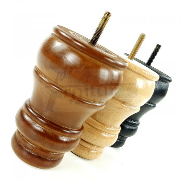 4x TURNED WOOD FURNITURE CHAIR LEGS M8(8mm) REPLACEMENT SETTEE FEET 125mm HIGH - Image 7