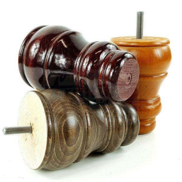 4x TURNED WOOD FURNITURE CHAIR LEGS M8(8mm) REPLACEMENT SETTEE FEET 125mm HIGH - Image 9