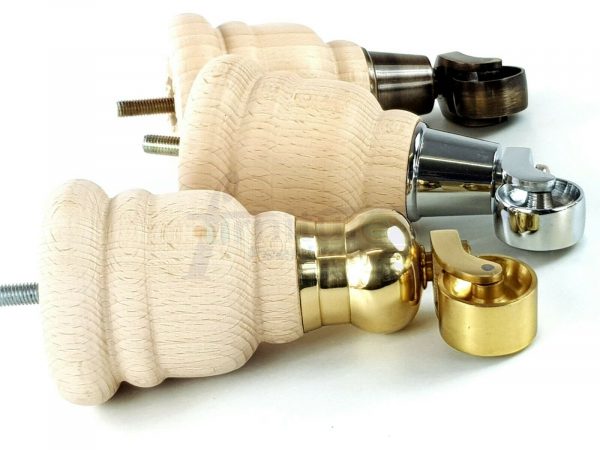 4x TURNED WOODEN CASTOR LEGS 165mm High CHAIR REPLACEMENT FURNITURE FEET M8(8mm) - Image 6
