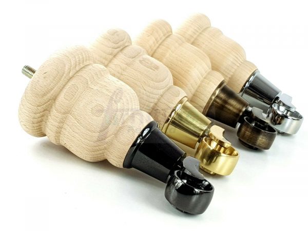 4x TURNED WOODEN CASTOR LEGS 165mm High CHAIR REPLACEMENT FURNITURE FEET M8(8mm) - Image 7