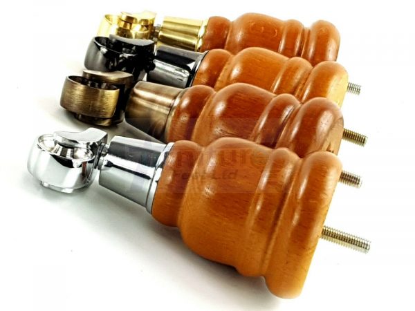 4x TURNED WOODEN CASTOR LEGS 165mm High CHAIR REPLACEMENT FURNITURE FEET M8(8mm) - Image 3