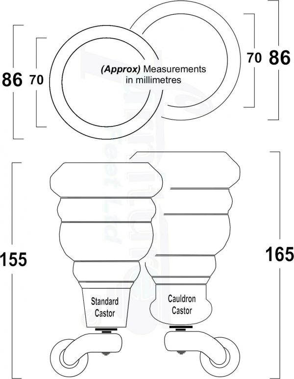 4x TURNED WOODEN CASTOR LEGS 165mm High CHAIR REPLACEMENT FURNITURE FEET M8(8mm) - Image 4