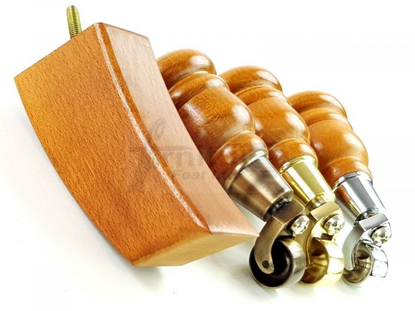 4x TURNED WOODEN CASTOR LEGS 165mm High CHAIR REPLACEMENT FURNITURE FEET M8(8mm) - Image 8