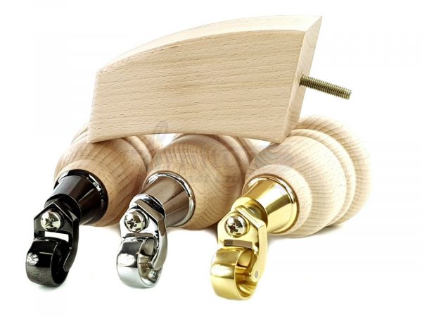 4x TURNED WOODEN CASTOR LEGS 165mm High CHAIR REPLACEMENT FURNITURE FEET M8(8mm) - Image 6