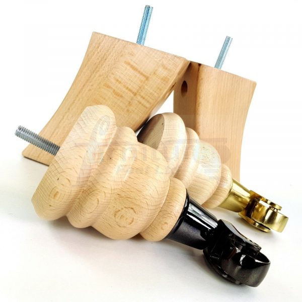 4x TURNED WOODEN CASTOR LEGS 165mm High CHAIR REPLACEMENT FURNITURE FEET M8(8mm) - Image 10