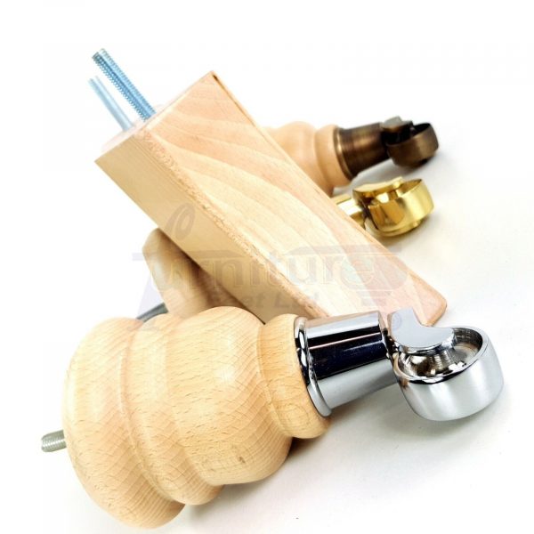 4x TURNED WOODEN CASTOR LEGS 165mm High CHAIR REPLACEMENT FURNITURE FEET M8(8mm) - Image 9
