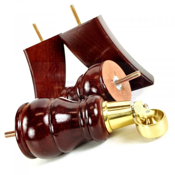 4x TURNED WOODEN SETTEE LEGS 160mm High CHAIR REPLACEMENT FURNITURE FEET M8(8mm) - Image 3