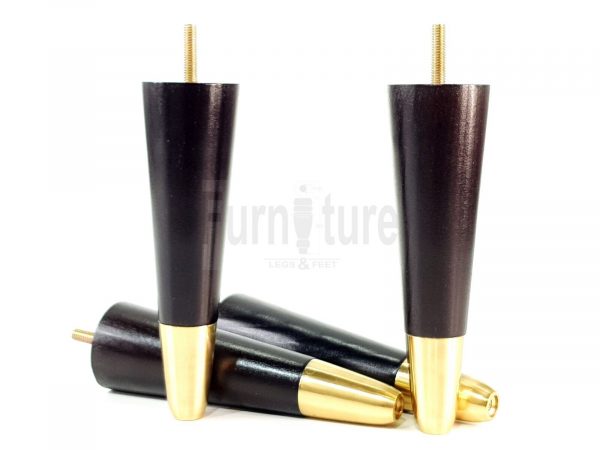 4x Turned M8 Wood Furniture Chair Sofa, Settee Legs Feet Brass Slipper Cup 170mm - Image 11