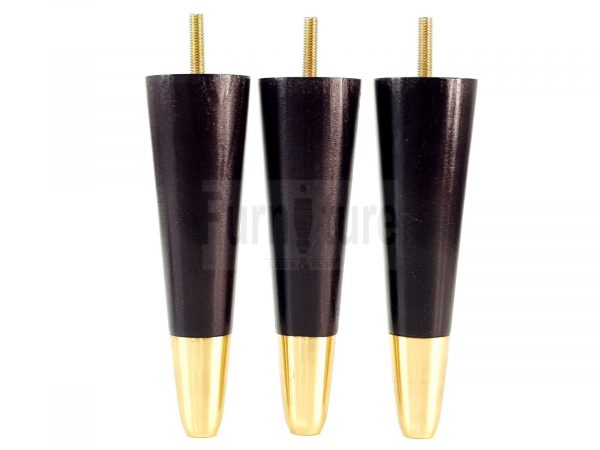 4x Turned M8 Wood Furniture Chair Sofa, Settee Legs Feet Brass Slipper Cup 170mm - Image 6