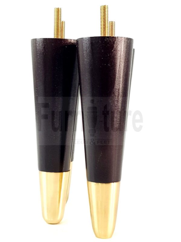 4x Turned M8 Wood Furniture Chair Sofa, Settee Legs Feet Brass Slipper Cup 170mm - Image 7