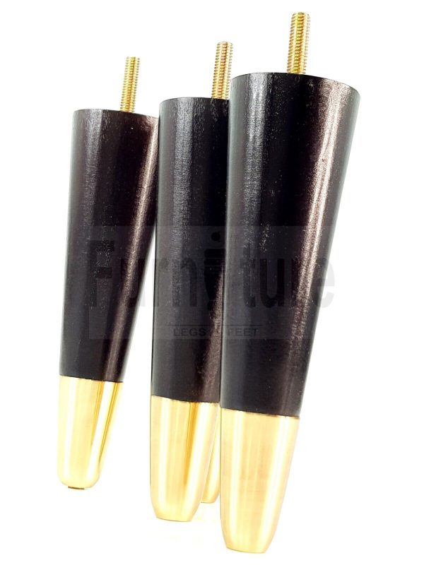 4x Turned M8 Wood Furniture Chair Sofa, Settee Legs Feet Brass Slipper Cup 170mm - Image 9