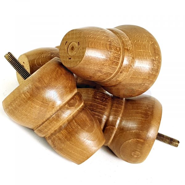 4x Turned Wood Dark Oak Repacement Furniture Legs M8 Sofa Chair Settee Feet 82mm - Image 11