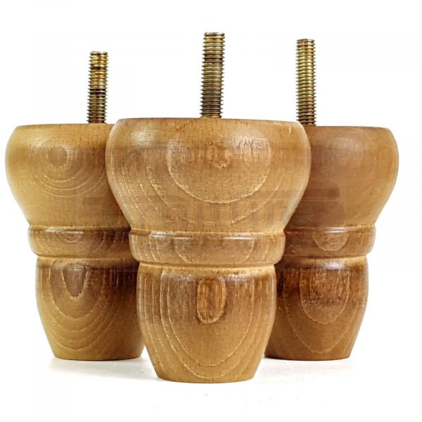 4x Turned Wood Dark Oak Repacement Furniture Legs M8 Sofa Chair Settee Feet 82mm - Image 5
