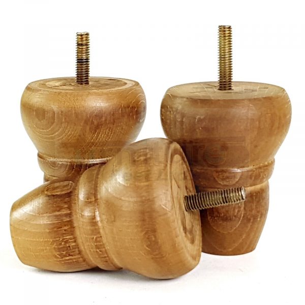 4x Turned Wood Dark Oak Repacement Furniture Legs M8 Sofa Chair Settee Feet 82mm - Image 6