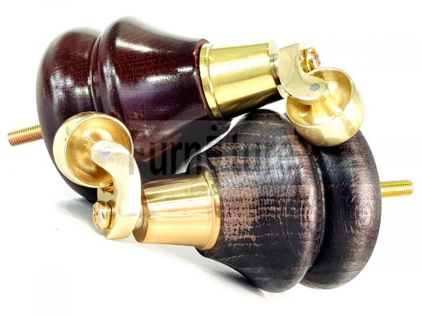 4x Turned Wood Furniture Castor Leg M8 Replacement Feet Chairs Settee Sofa 140mm - Image 3