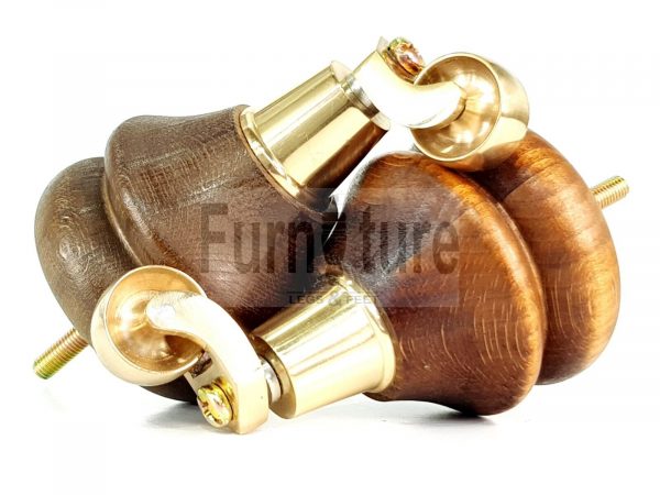 4x Turned Wood Furniture Castor Leg M8 Replacement Feet Chairs Settee Sofa 140mm - Image 4