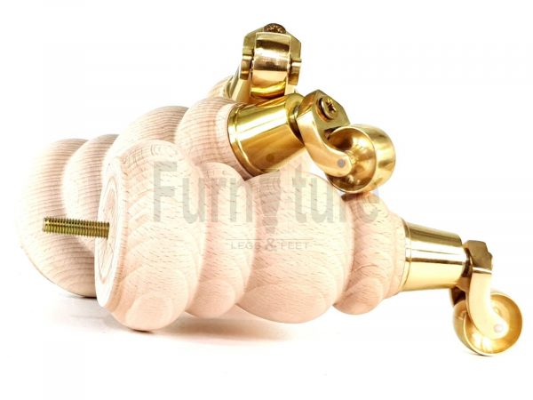 4x Turned Wood Furniture Castor Leg M8 Replacement Feet Chairs Settee Sofa 200mm - Image 7