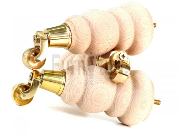 4x Turned Wood Furniture Castor Leg M8 Replacement Feet Chairs Settee Sofa 200mm - Image 8