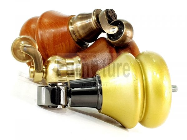 4x Turned Wood Furniture Castor Leg M8 Replacement Feet Chairs Stools Sofa 140mm - Image 12