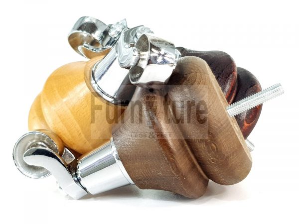 4x Turned Wood Furniture Castor Leg M8 Replacement Feet Chairs Stools Sofa 140mm - Image 3
