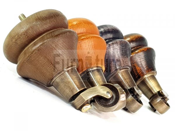 4x Turned Wood Furniture Castor Leg M8 Replacement Feet Chairs Stools Sofa 140mm - Image 9