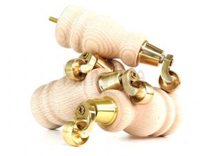 4x Turned Wood Furniture Castor Leg M8 Replacement Feet Chairs Stools Sofa 200mm