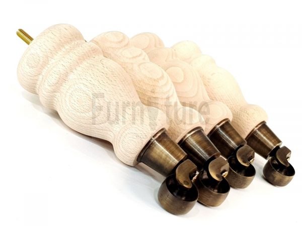 4x Turned Wood Furniture Castor Leg M8 Replacement Feet Chairs Stools Sofa 200mm - Image 3
