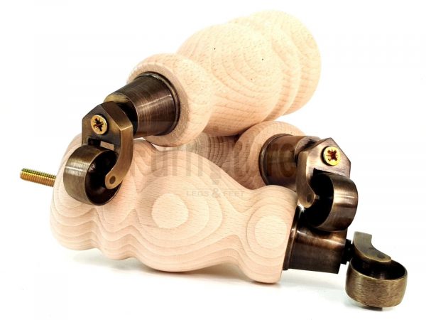 4x Turned Wood Furniture Castor Leg M8 Replacement Feet Chairs Stools Sofa 200mm - Image 6