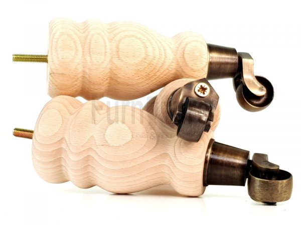 4x Turned Wood Furniture Castor Leg M8 Replacement Feet Chairs Stools Sofa 200mm - Image 7