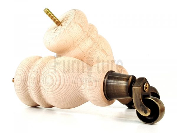 4x Turned Wood Furniture Castor Leg M8 Replacement Feet Chairs Stools Sofa 200mm - Image 8