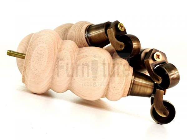 4x Turned Wood Furniture Castor Leg M8 Replacement Feet Chairs Stools Sofa 200mm - Image 6