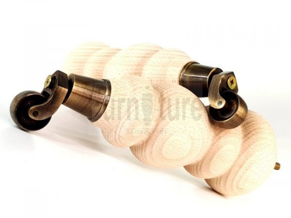4x Turned Wood Furniture Castor Leg M8 Replacement Feet Chairs Stools Sofa 250mm - Image 3