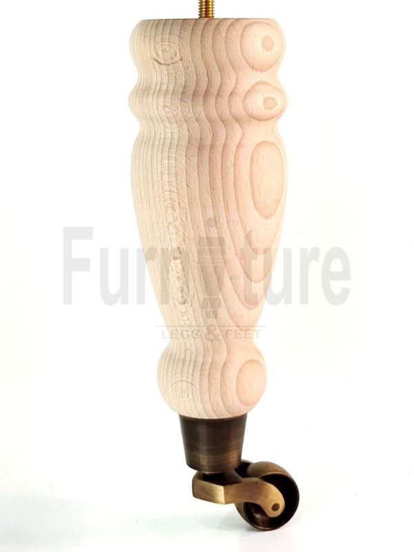 4x Turned Wood Furniture Castor Leg M8 Replacement Feet Chairs Stools Sofa 250mm - Image 8
