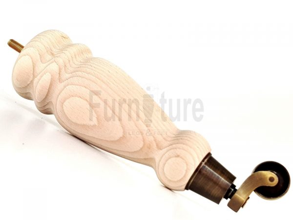 4x Turned Wood Furniture Castor Leg M8 Replacement Feet Chairs Stools Sofa 250mm - Image 9
