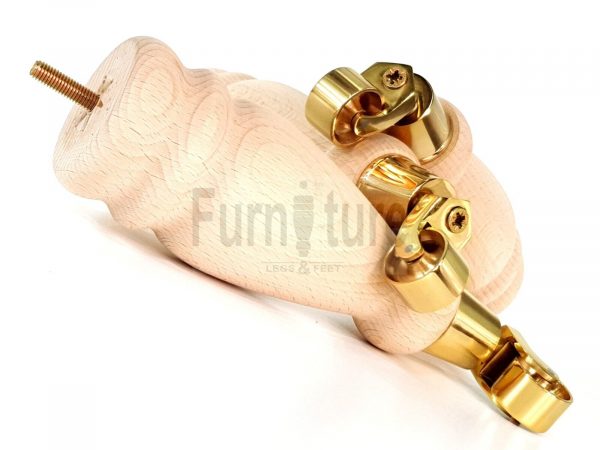 4x Turned Wood Furniture Castor Leg M8 Replacement Feet Chairs Stools Sofa 250mm - Image 5