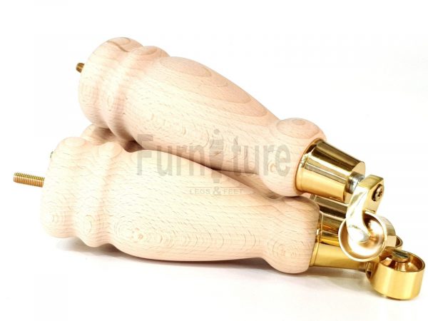 4x Turned Wood Furniture Castor Leg M8 Replacement Feet Chairs Stools Sofa 250mm - Image 6