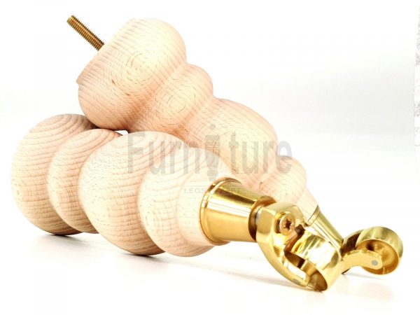 4x Turned Wood Furniture Castor Leg M8 Replacement Feet Chairs Stools Sofa 250mm - Image 9